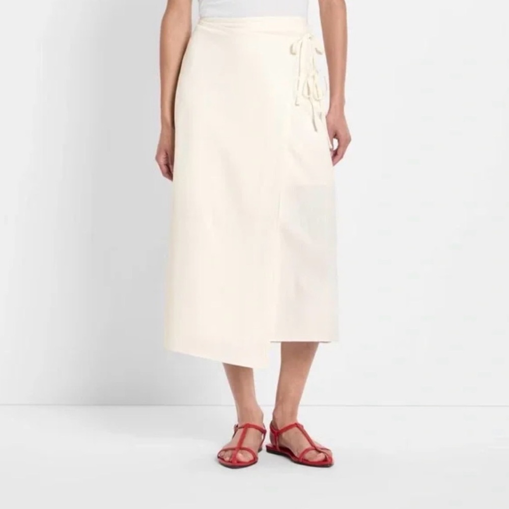 Size 1X Mid-Rise Linen Midi Wrap Skirt Future Collective Target White